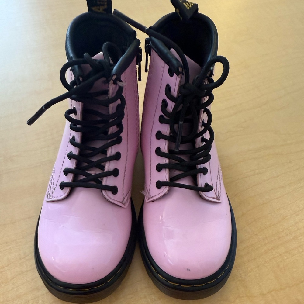 Dr. Martens Pink Kids Boots with Black Laces
